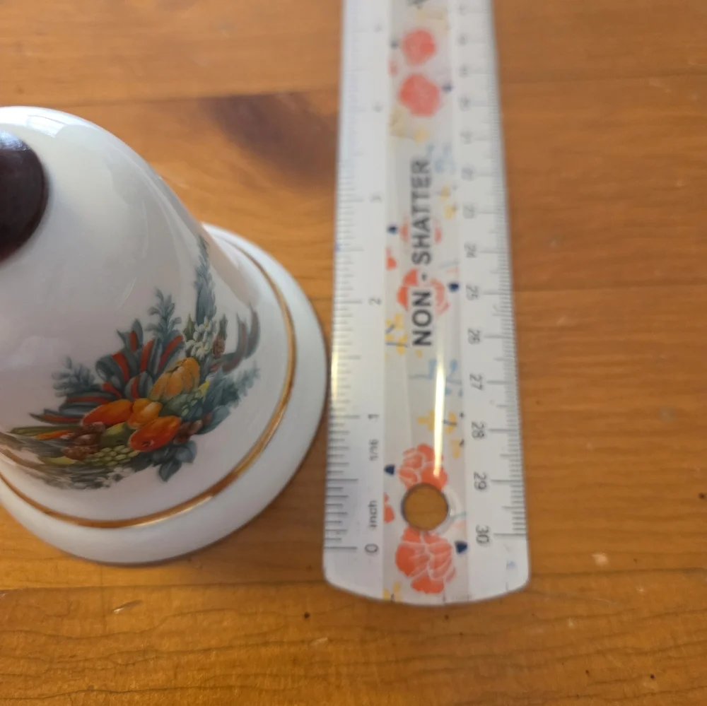 Avon 1985 Porcelain Holiday Bell With Wooden Handle